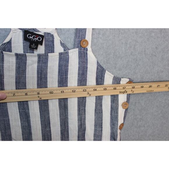 GeGio USA Womens Linen Blend Romper Size Small‎ Blue/White Stripe - Picture 5 of 7